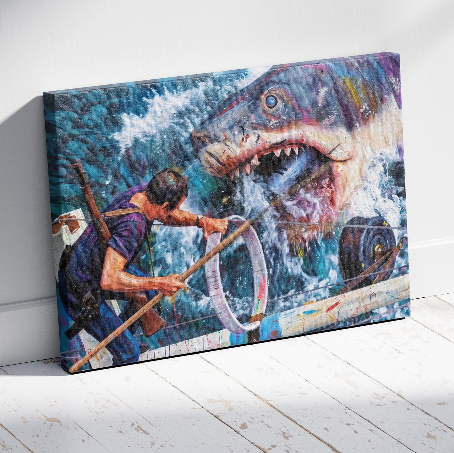 Jaws: Battle Scene Canvas